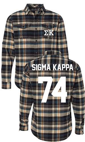 SK Sigma Kappa Plaid Letters Long Sleeve Tee